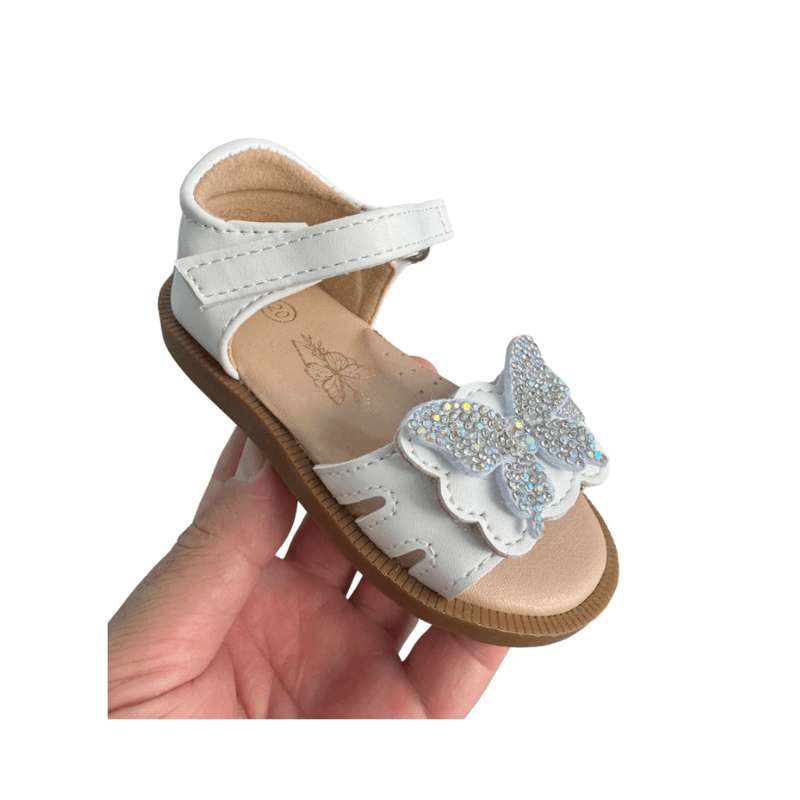 Sandales Blanches Doremi pour Fille avec Papillon en Strass