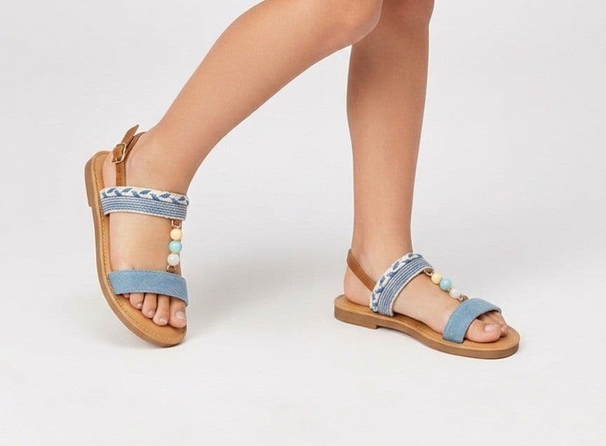 Sandales Fille Bohèmes avec Perles Pastel