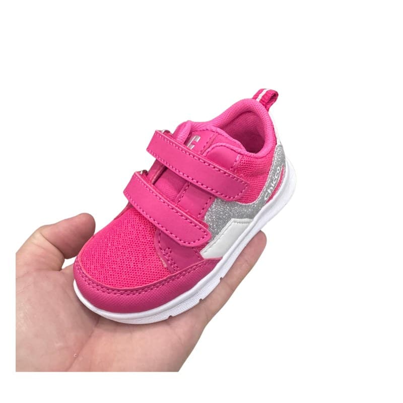 Baskets bébé fille Chicco fuchsia et argent pailleté