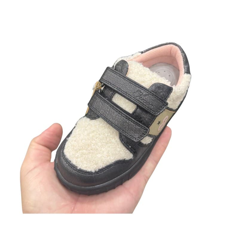 Baskets bébé fille Chicco noir et bouclette écru cœur