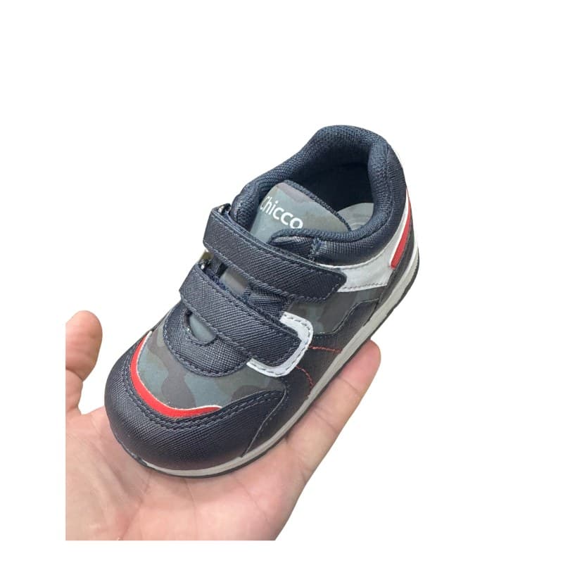Baskets bébé garçon Chicco bleu marine camouflage et rouge