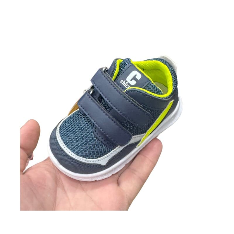 Baskets bébé garçon Chicco bleu marine et jaune fluo