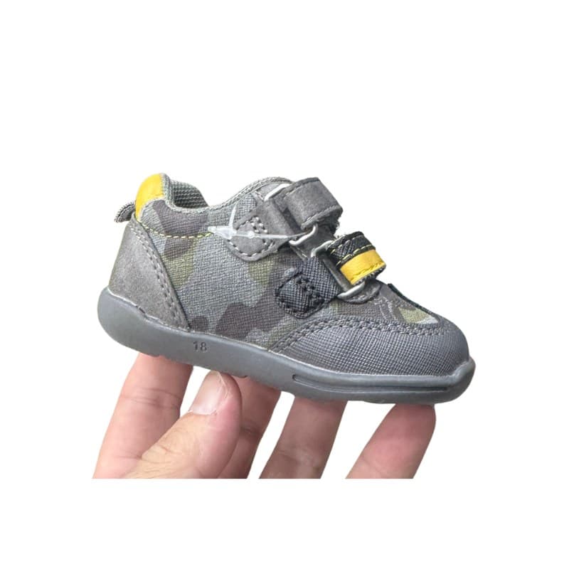 Baskets bébé garçon Chicco Imparo gris camouflage et jaune