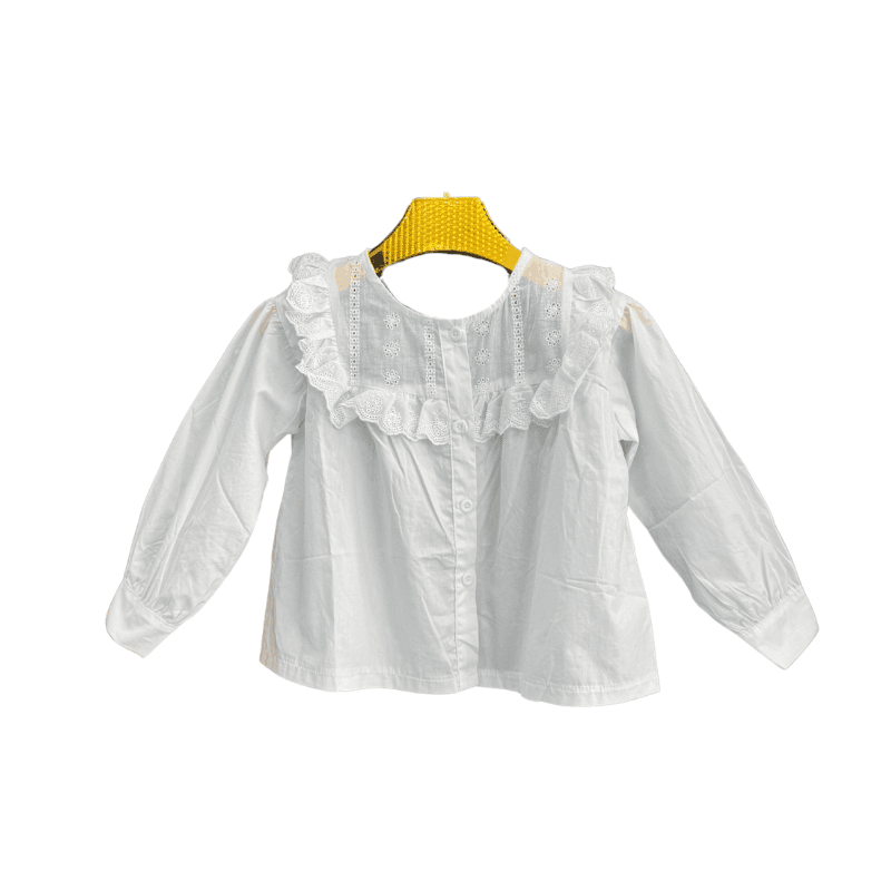 Blouse fille broderie anglaise – Blanc