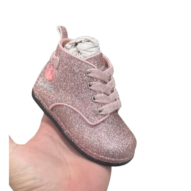Bottines bébé fille Chicco rose pailletées à lacets