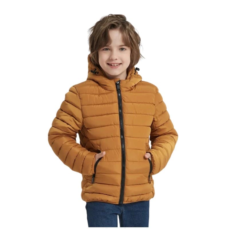Doudoune garçon légère à capuche – Moutarde