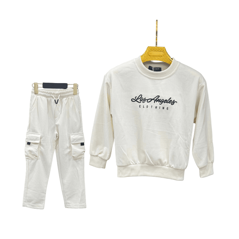 Ensemble garçon sweat Los Angeles – Écru