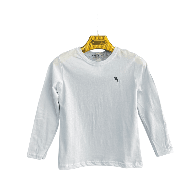 T-shirt garçon manches longues col rond – Blanc