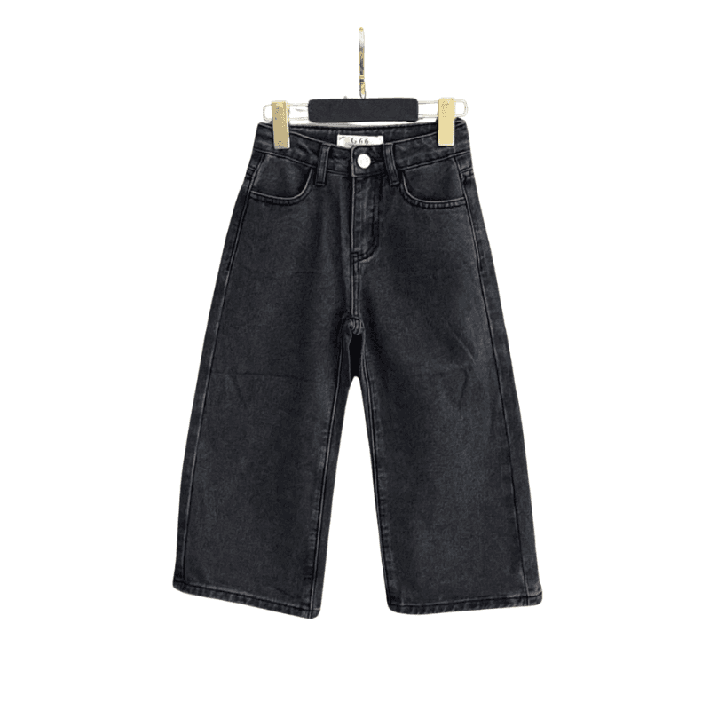 Jean fille coupe large – Noir délavé