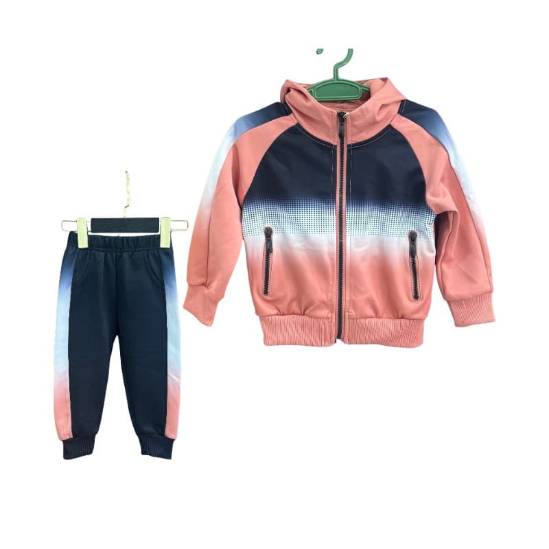 Jogging enfant mixte dégradé rose & bleu marine manches raglan