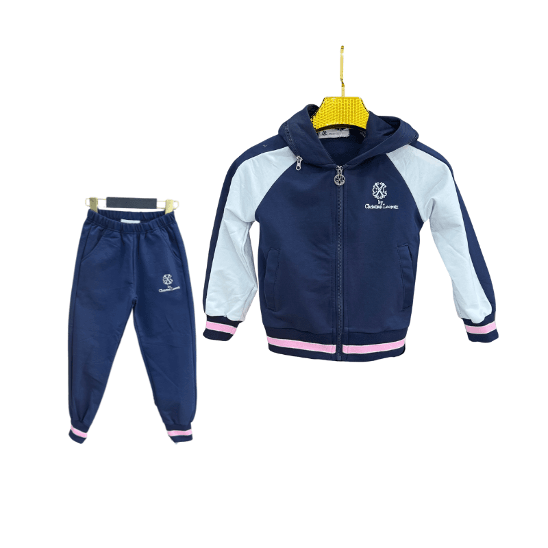 Jogging fille Christian Lacroix zippé – Bleu marine / Bleu ciel