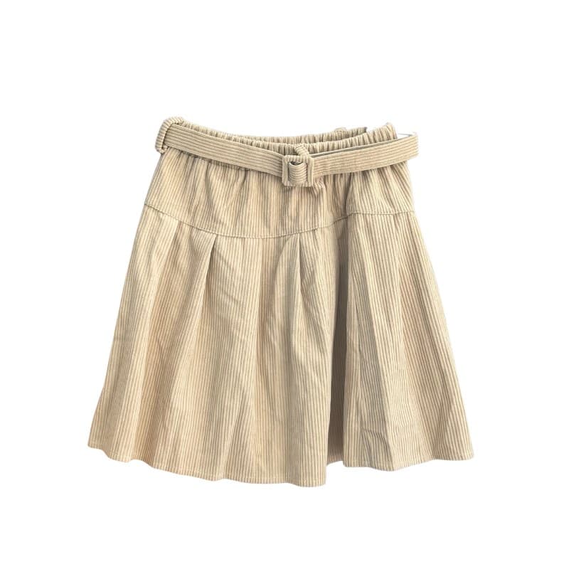 Jupe fille velours côtelé à ceinture – Beige