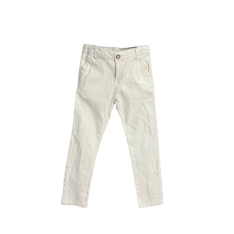 Pantalon chino garçon effet lin – Écru
