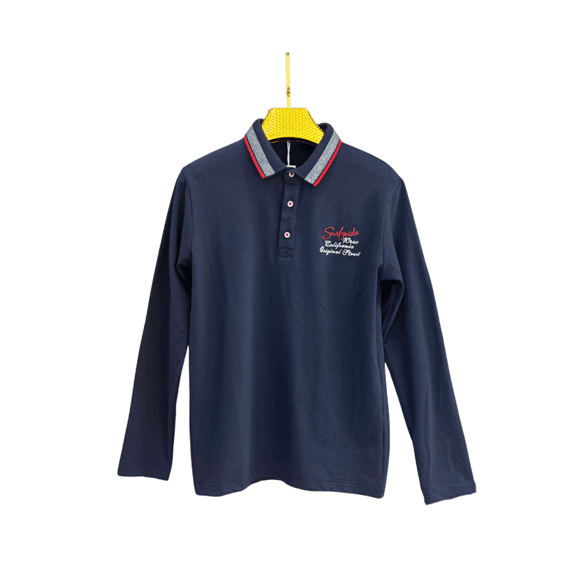 Polo garçon manches longues – Bleu marine, brodé California