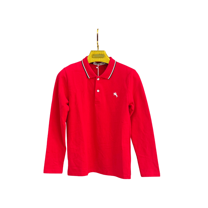 Polo garçon manches longues – Rouge
