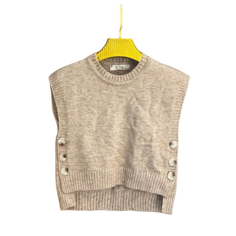 Pull sans manches fille G66 uni à boutons sur les côtés