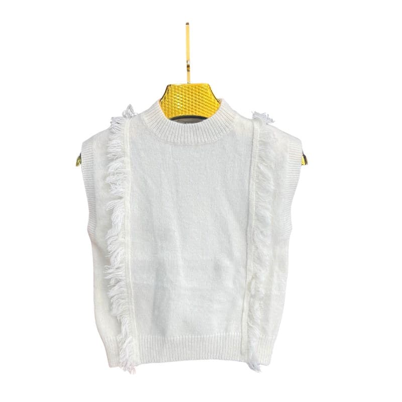 Pull sans manches fille G66 à franges