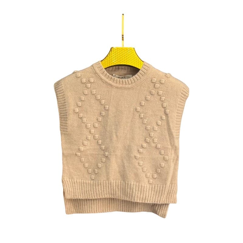 Pull sans manches fille G66 losanges en relief