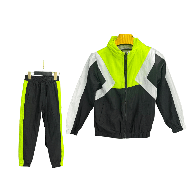 Jogging garçon coupe-vent – Noir / Jaune fluo
