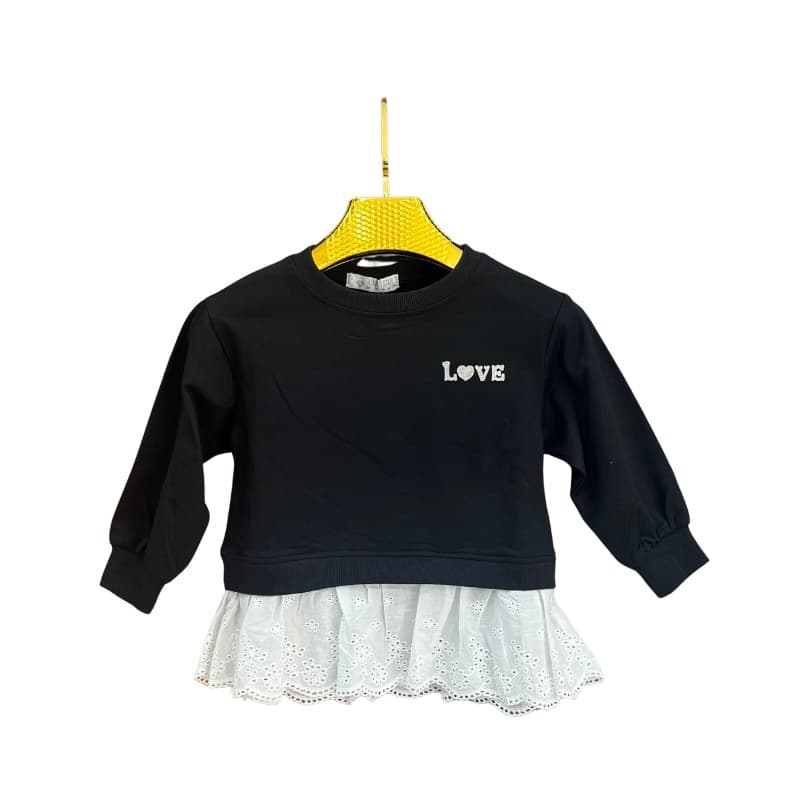 Sweat fille LOVE à volant broderie anglaise