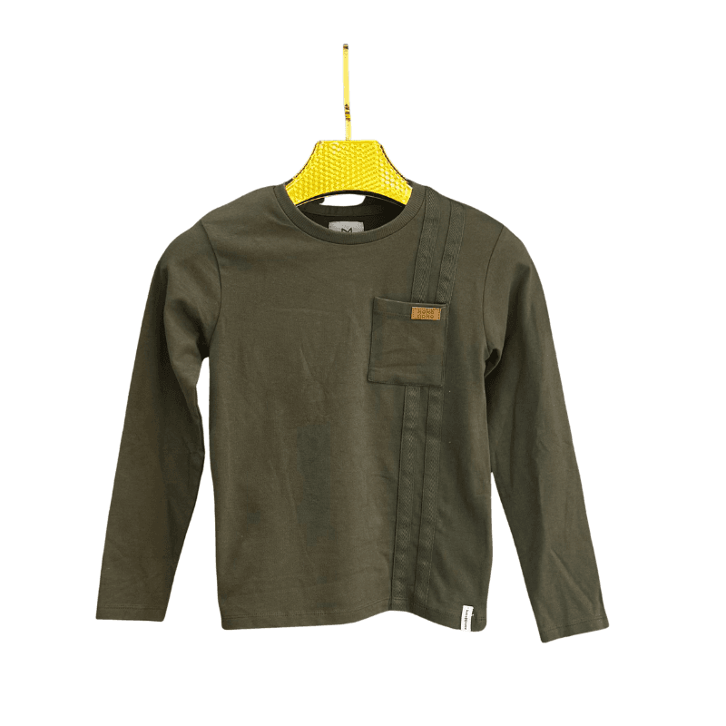 T-shirt garçon manches longues – Kaki, poche poitrine