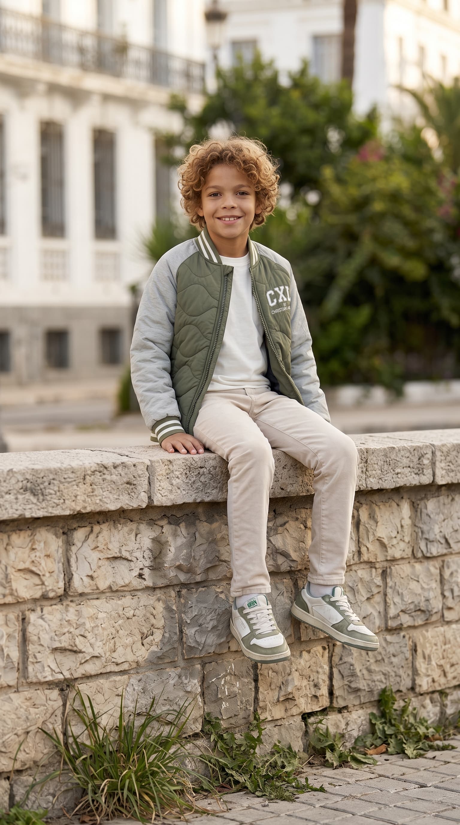 Veste Bomber Matelassée Enfant CXL by Christian Lacroix - Kaki et Gris