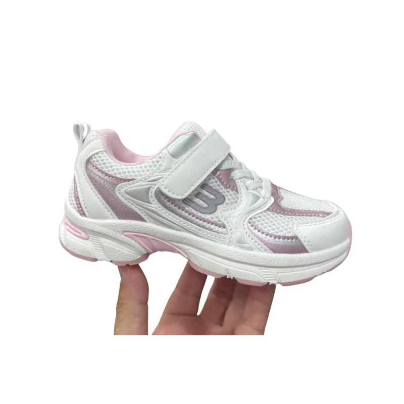 Basket Fille Logo W Sport Blanc Rose & Beige
