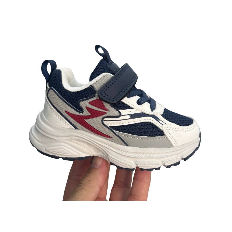 Basket Garçon Éclair Sport Bleu Rouge & Beige