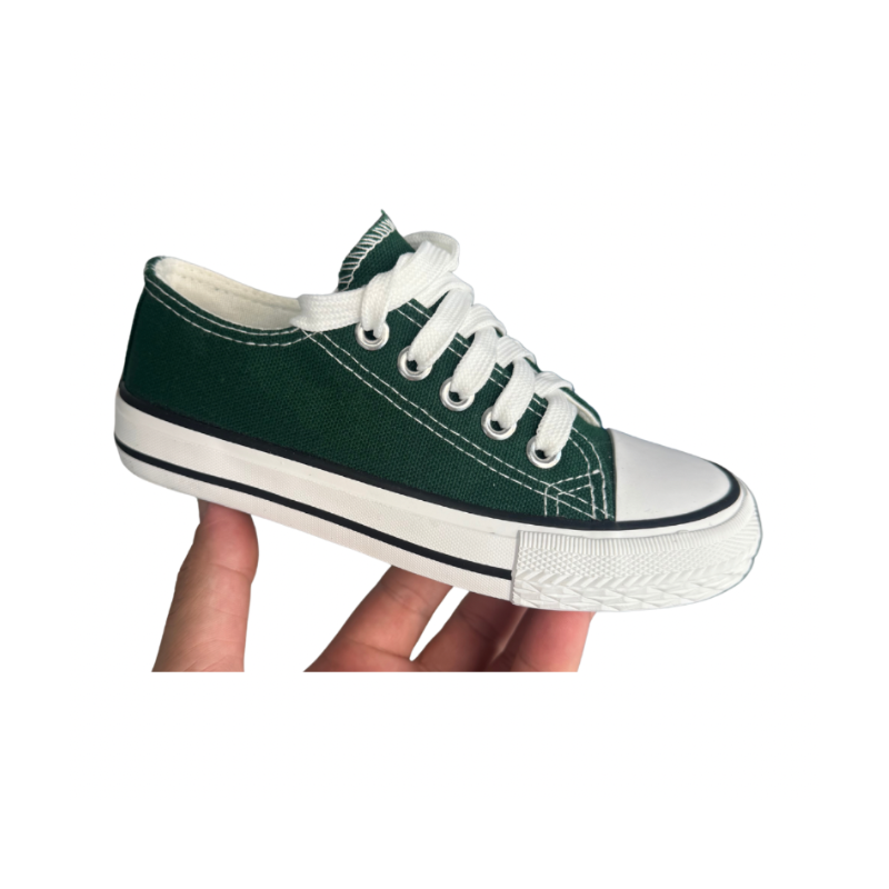 Basket Enfant Toile Style Converse | Vert & Bleu Marine | Pointure 25-35