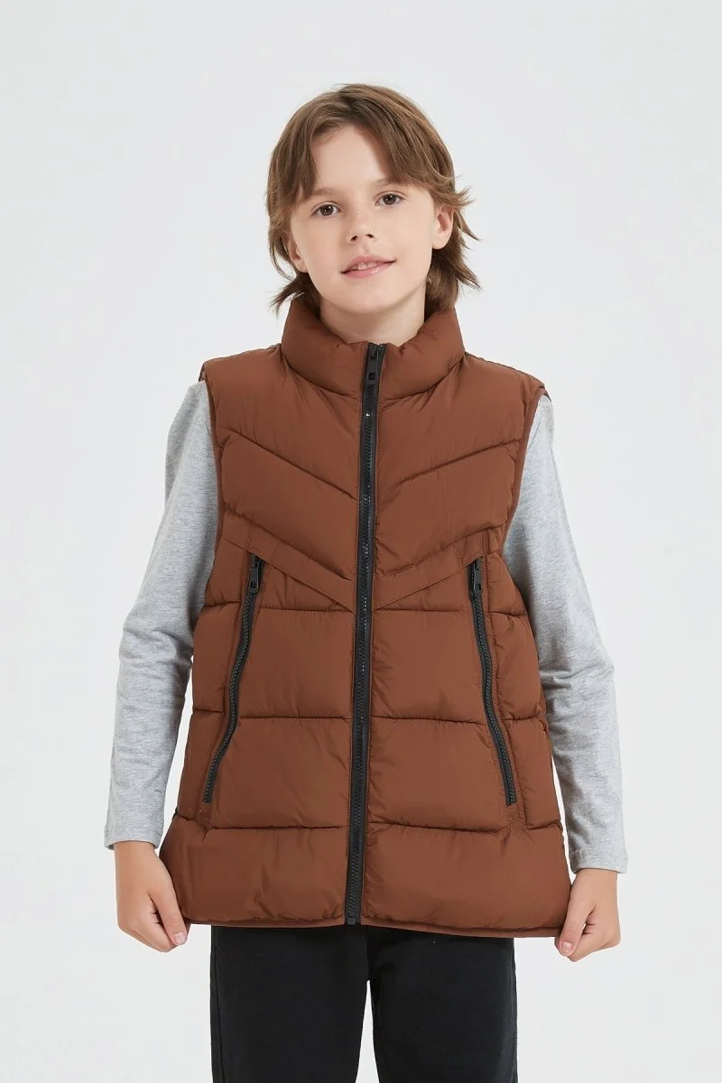 Doudoune sans manches enfant Kymaxx Original – Marron