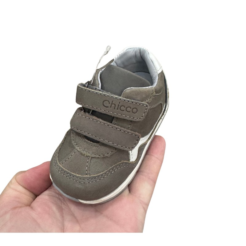 Baskets bébé garçon Chicco taupe et blanc