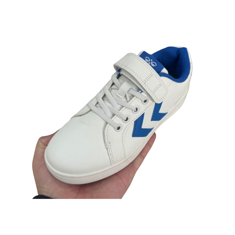 حذاء رياضي أطفال Hummel أبيض وأزرق بفيلكرو وأربطة