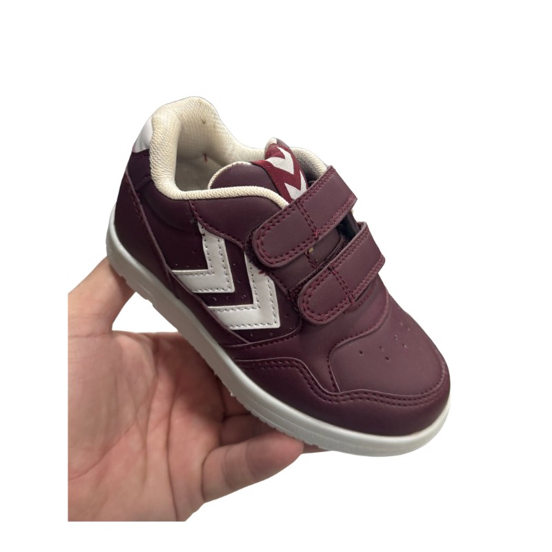 Baskets enfant Hummel bordeaux et blanc double scratch