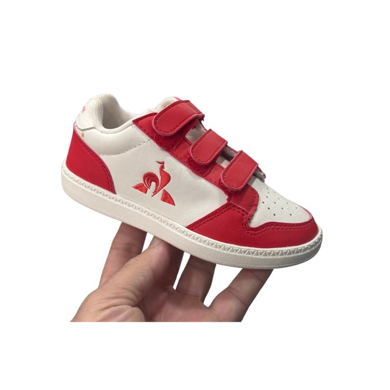 حذاء رياضي أطفال Le Coq Sportif أبيض وأحمر بثلاث فيلكرو
