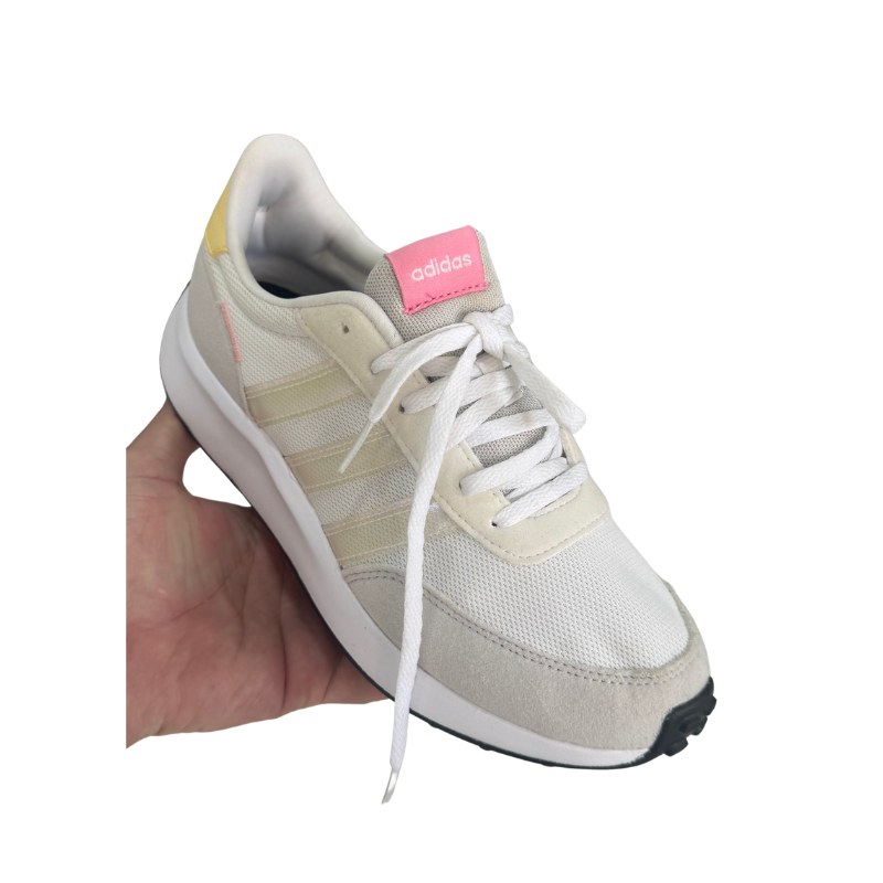 Baskets femme Adidas Run 70s blanc, beige et rose