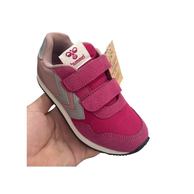 حذاء رياضي بنات Hummel فوشيا ورمادي بفيلكرو مزدوج
