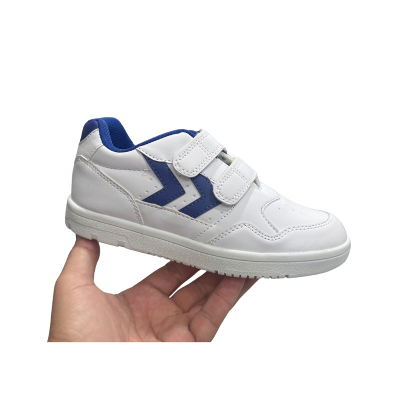 حذاء رياضي أولاد Hummel أبيض وأزرق بفيلكرو مزدوج