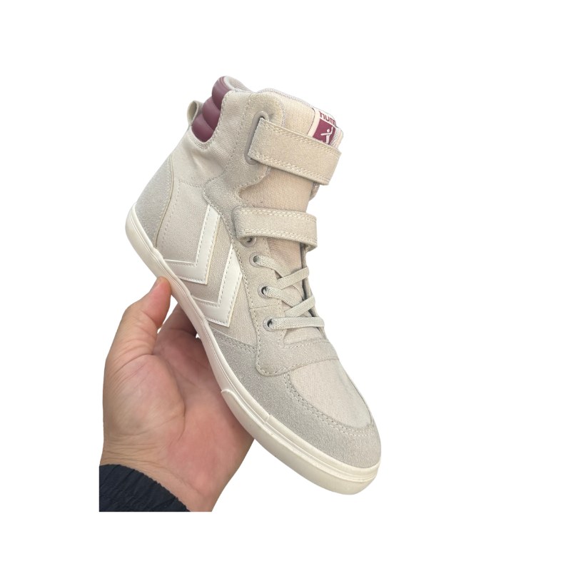 حذاء رياضي مرتفع بنات Hummel قماش بيج وعنابي