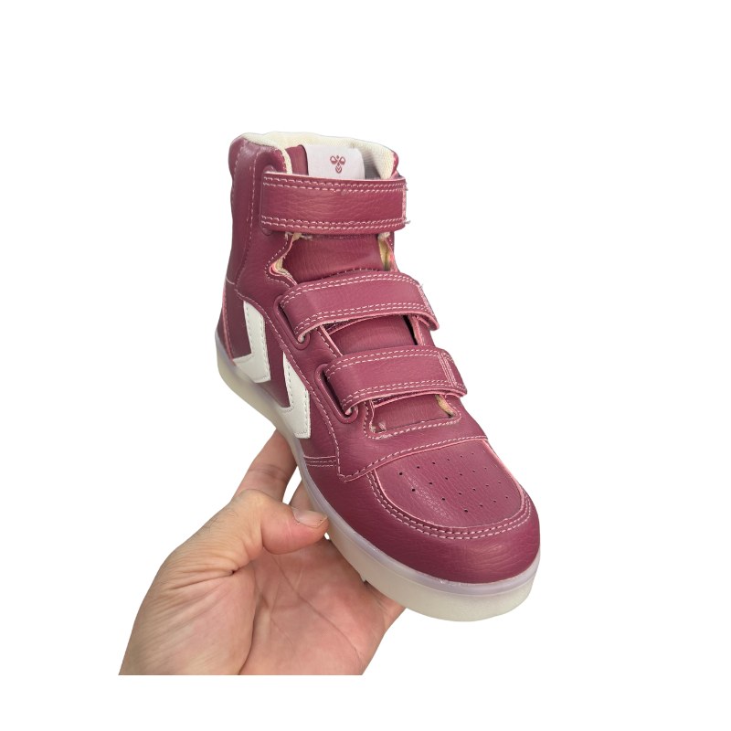 Baskets montantes fille Hummel vieux rose semelle translucide