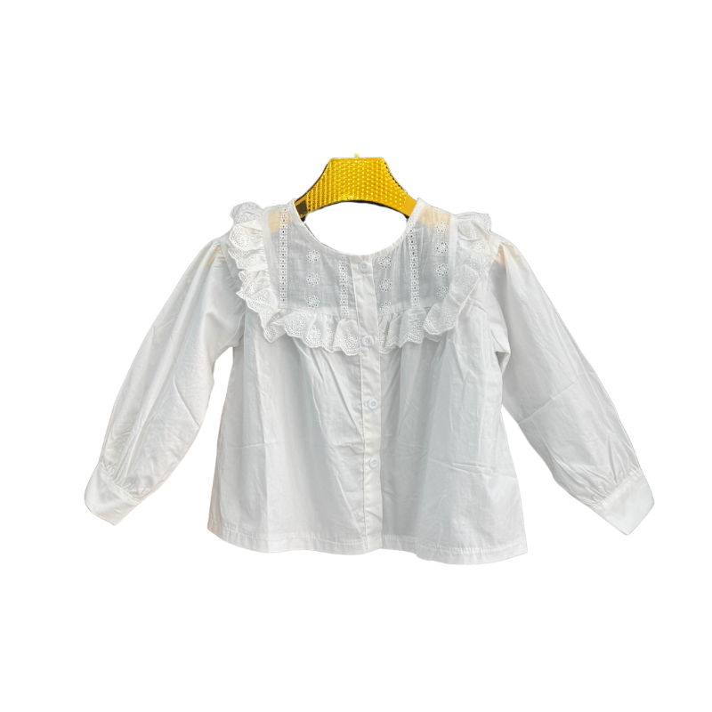 Blouse fille broderie anglaise – Blanc