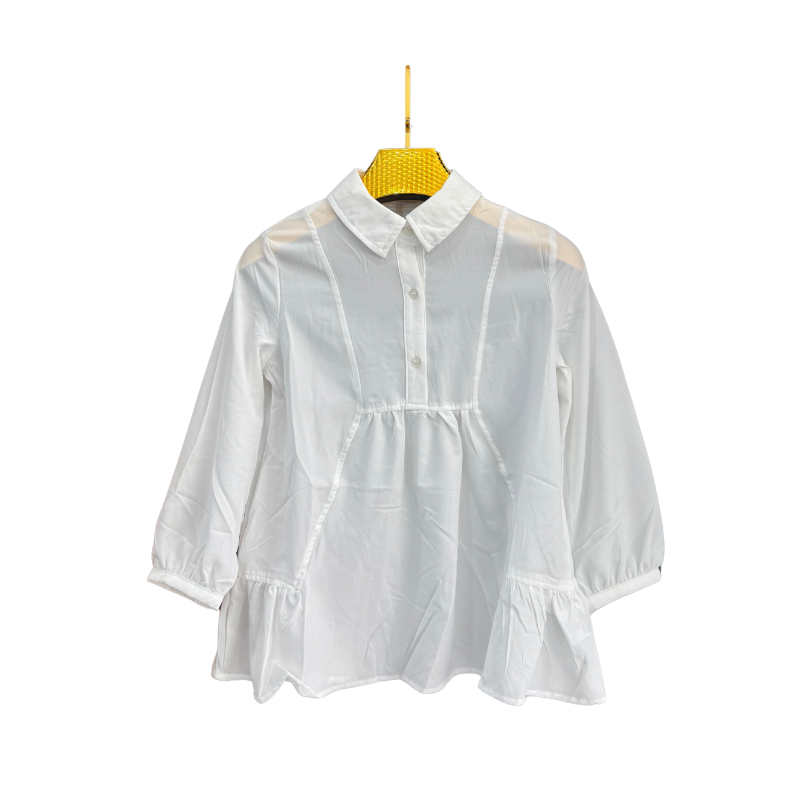 Blouse fille à volant – Blanc