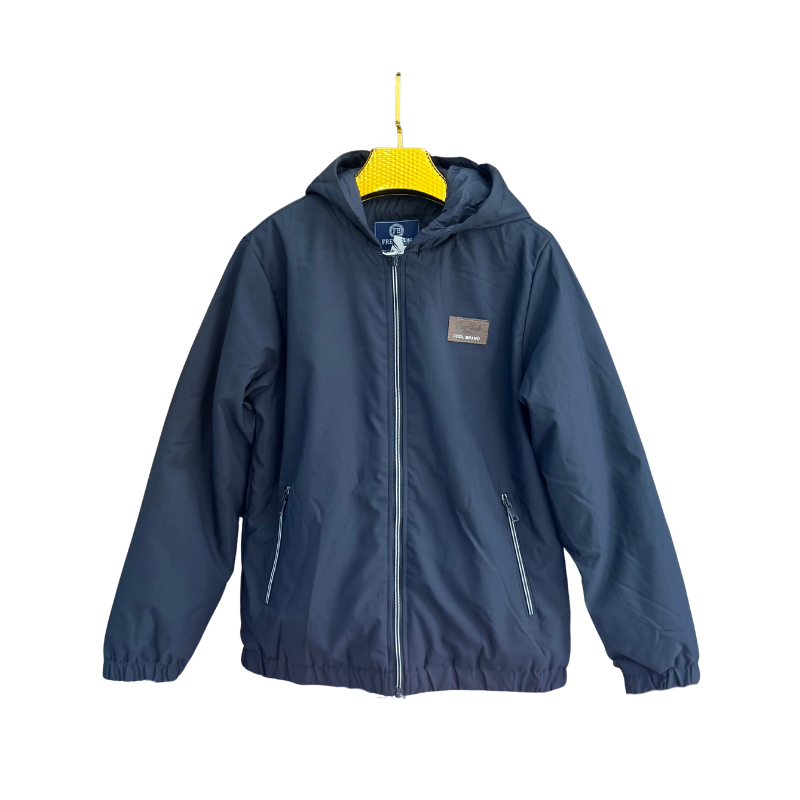 Blouson garçon softshell à capuche – Bleu marine