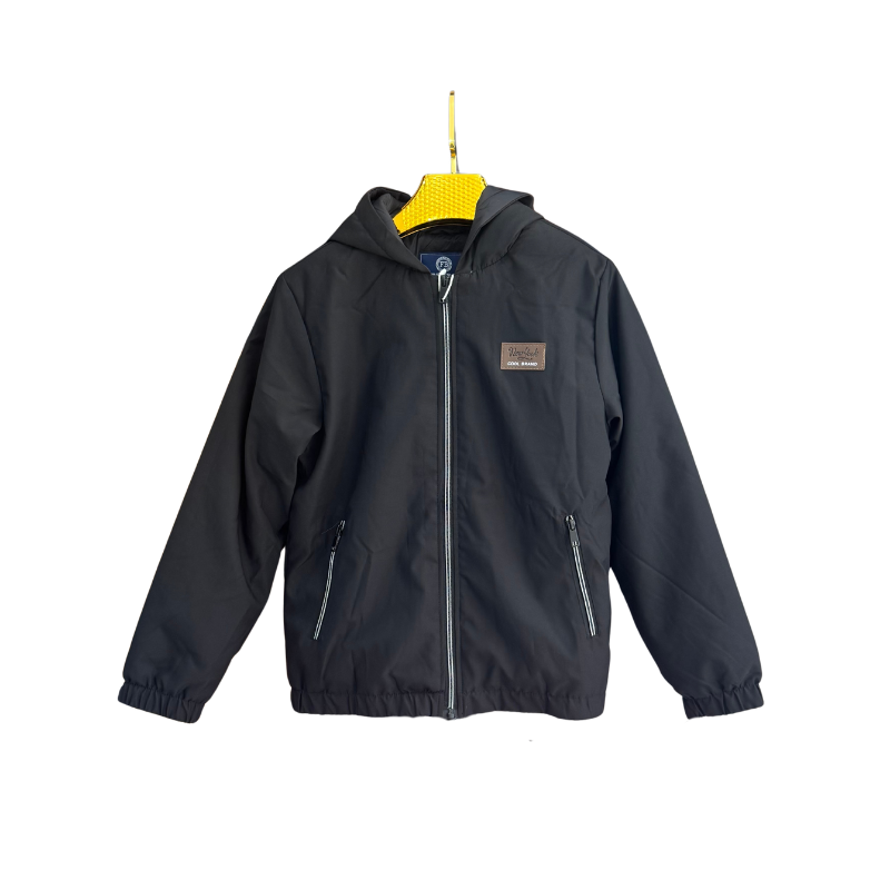Blouson garçon softshell à capuche – Noir