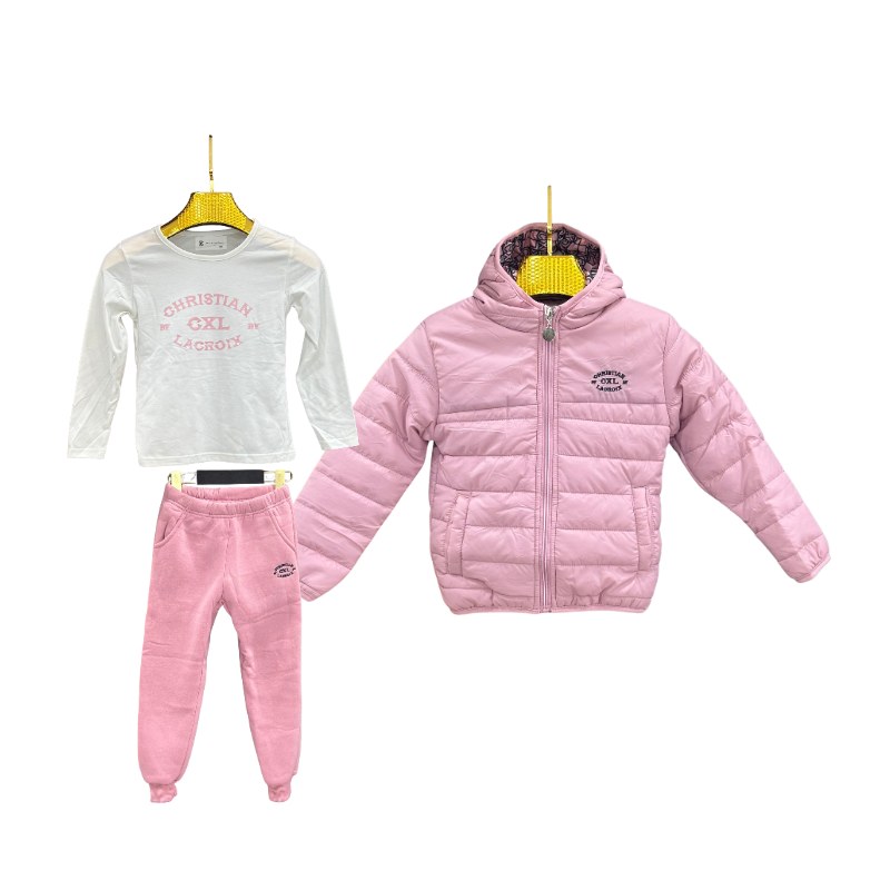 Ensemble fille 3 pièces Christian Lacroix rose & blanc