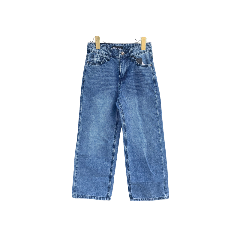 Jean garçon coupe large – Bleu délavé