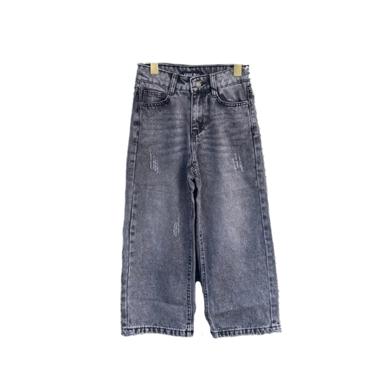Jean garçon coupe large – Gris délavé