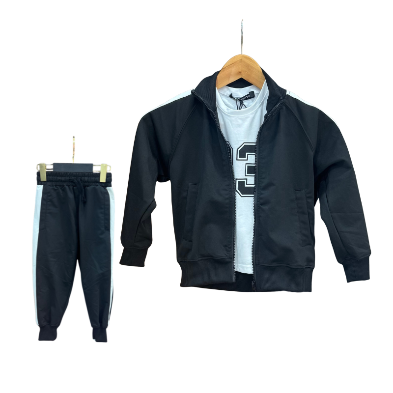 Jogging garçon 3 pièces – Noir / Blanc