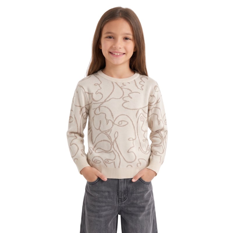 Pull G66 porté — écru et beige