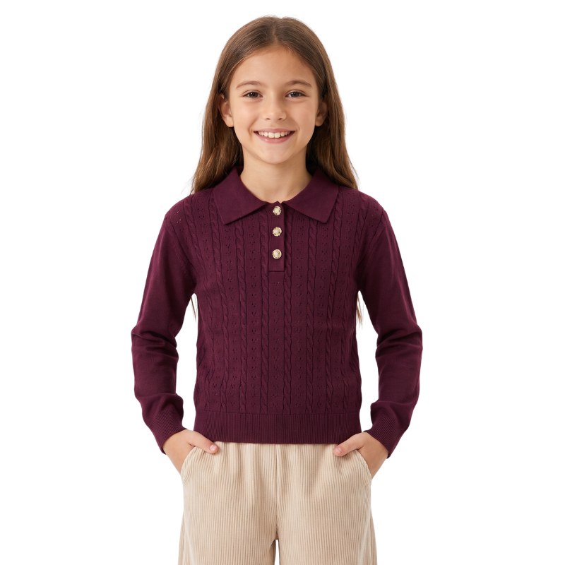 Pull G66 porté — couleur bordeaux