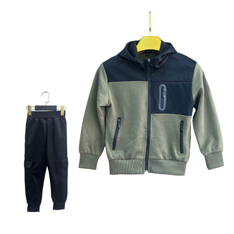 Jogging garçon – Kaki / Noir